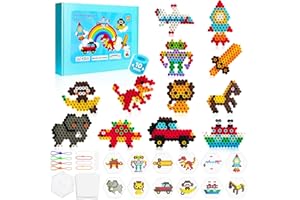 Aurinovellia Kit de Perles à Repasser, 1200 PièCes Perles à Repasser de 10 mm, Voiture Bateau Animal Avion avec 12 Motifs, pour Enfants à Partir de 3 Ans Anniversaire Noël Loisir Creatif Enfant Cadeau