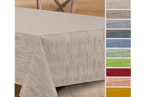 ‎BEAUTEX Wachstuchtischdecke rund oval eckig, Georginias Tischdecke abwischbar, Farbe und Größe wählbar (Eckig 100x140 cm Beige)