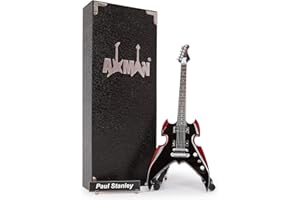 Axman Paul Stanley (Kiss): Silvertone Apocalypse Pro - Miniature Guitar Replica - Music Gifts - Handmade Ornamental 1/4 Scale - Includes a Display Box, Name Tag and Miniature Guitar Stand