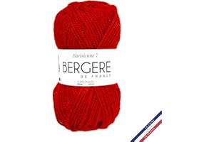 BERGERE DE FRANCE Bergère de France - BARISIENNE 7 pelote de laine à tricoter et crochet (50g) - 100% Acrylique - 6,5 mm - Fabrication Française - Gros Fil Rond, très Doux - Rouge (DIABOLO)
