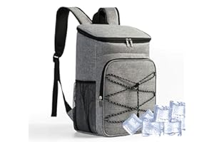 EZONIK Mochila Nevera Isótermica-Bolsa de Picnic 23L, Grande Nevera de Playa Termica-Impermeable a Prueba de Fugas,Mantiene Temperatura Caliente, Maleta Amplia,Cooler Portatil, Hielera,Gris.