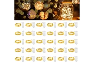 CARASTEK Stringa Luci LED a Batteria, 30 Pezzi 10 LED 1M Mini Lampada a Fili di Rame Bianco Caldo Catena Impermeabile Luminosa Decorative Natale per Casa Interni e Esterni Feste Matrimonio Bottiglie Fai da te