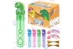 Anstore 24 Pompas de Jabón para Niños con Asas de Dinosaurios, 30 ml Burbujas de Jabon Niños con Tarjeta de Amor, 4 Colores Pompas Jabon Boda Ideales para Cumpleaños, Bodas, Fiestas en Jardín