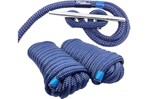 WAVESRX Premium Nylon Boat Dock Lines for Docking & Pontoon | Double Braided Marine Rope | Ropes for Docking with Loop | UV & Saltwater Resistant Dock Ropes for Boats & Mooring Line