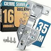 Kitchen Door Hinges (16 Units) &ndash; 35 mm Straight and Soft Close &ndash; Hinges Cabinets and Kitchen Furniture 110&deg; Cushioned with Br