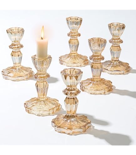 Bougeoirs Dorés Inweder - Lot De 6, Métal, 8.5cm - Pour Centre Table Mariage/Noël/Décoration