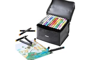 SOSINYA Rotuladores de permanentes con 120 colores y dos puntas, juego de rotuladores para adultos, artistas, pintura, colorear, bocetos, multicolor