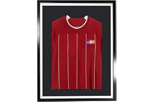 Vivarti DIY Adult Sports Shirt Display Frame for Football Shirt, Rugby Shirt, Band T-Shirt Shadow Box - 60x80cm - Black Frame, White Inner, Black Mount