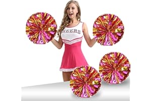 GEFIRE Pompones Animadora Pompones Metallic Cheers Pompones de Porristas 2 Piezas Pompones Deportivos Cheerleading Pompom Dance Pompom Sports Game Team Spirit Accesorios Porristas Pom