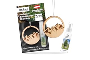 ‎SAGL.TIROL sagl.tirol Auto Duft aus Zirben Holz [100% Bio] inkl. Zirben Raum Parfüm 5ml I verschiedene Motive I natürlicher Auto Duftbaum I Auto Duft Innenraum I Auto Lufterfrischer I Autoduft I Berglandschaft