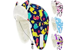 JpGdn Dog Winter Hats for Small Dogs Boy Trapper Hats with Ear Flaps Soft Fleece with Adjustable Elastic Cord Dark Bule Dinosaur S