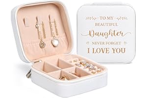 Elequaint Birthday Christmas Gifts For Daughter, Portable Jewellery Organizer Storage Case for Girls, Personalised Daughter Jewellery Box Gift for Her Birthday Christmas Birthday Wedding