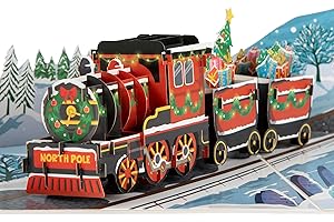 Cardology - Christmas Train Pop-Up Card | 3D Festive Greeting for Train Lovers or Children