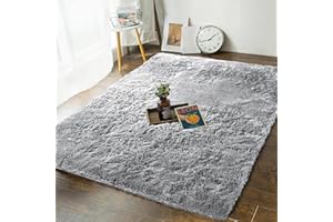 MOONLIGHT20015 Rugs Living Room 120 x 170 – Fluffy Grey Area Rugs for Bedroom – Super Soft Large Shaggy Pile Non Slip Non-Shedding Rug – Modern Plush Carpet for Lounge