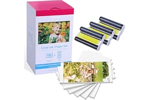 AKEN Rechange Canon Selphy CP1300 Papier Photo et Cartouche, pour Canon Selphy CP1500 CP1200 CP1000 CP910, Compatible KP-108IN 3115B001(AA), 3 Cartouche Imprimante et 108 Feuilles Papier (100x148mm)