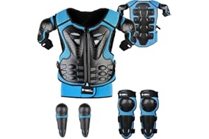 JUSTDOLIFE Équipement De Protection De Moto pour Enfant, 5 PièCes GenouillèRe Respirante CréAtive Equipement Moto Cross Enfant pour Tout-Terrain Cyclisme Ski Patinage