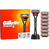 Gillette Fusion 5 RASOIO UOMO, 1 Rasoio a Mano Libera, 8 LAMETTE DA BARBA da 5 Lame, Rasatura Confortevole, Manico Ergonomico