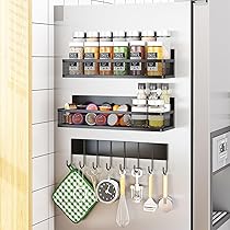 Robin Goods® Magnetische plank voor de koelkast - hangplank met 2 haken - metalen keukenplank voor specerijen - magnetische plank met een maximale belasting van 6kg (1 stuk - wit