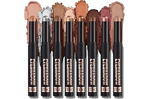 GREATLIZARD Eyeshadow Stick, Metallic Shimmer Cream Eyeshadow Pencil, Eye Brightener stick, Smoky Eye Shadow Pen, Waterproof Highlighter Makeup Stick for Girls Women Sparkling Eye Makeup (8 Colors SetA)