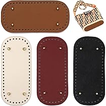 Fondi Per Borse All'Uncinetto - 8 Pezzi Pelle PU, 22x10cm, Con Fori E Uncinetti - Per DIY, Riparazioni