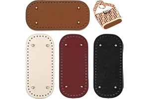 Diealles Shine Fondi per Borse, 4 Pezzi Fondo Borsa Uncinetto, Ovale Fondo per Borsa in Pelle per Fabbricazione Borse, 22×10CM