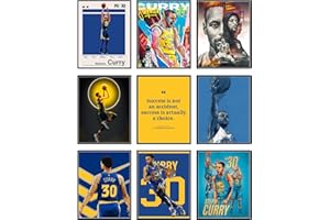 BigWig Prints Steph Curry Poster, Basketball-Poster für Jungenzimmer, NBA Golden State Warriors, Basketball-Wanddeko, Golden State-Schlafzimmerdeko, Set mit 9 Stück (ohne Rahmen, 20,3 x 25,4 cm)