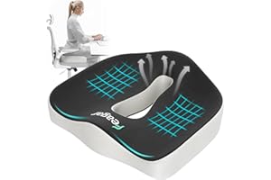 Feagar Ortopedyczna poduszka do siedzenia, ortopedyczna, ergonomiczna poduszka do siedzenia na krzesło biurowe, poduszka do siedzenia w kształcie kości ogonowej, poduszka do siedzenia z pianki z