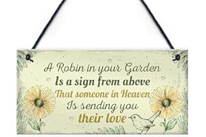 RED OCEAN Robin Memorial Garden Bereavement Sign Family Love Hanging Plaque Grave