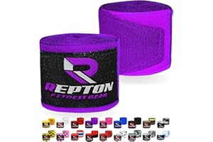 REPTON FITNESS GEARS Boxing Hand Wraps for Men- Cotton Hand Gloves with Hook & Loop Strap & Thumb Loop -Elasticated Bandages Wrist Support tape -Great for MMA, Muay Thai, Kickboxing- Unisex Adult Pair