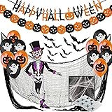 Jonami Decoracion Halloween Casa XXL, Decoraciónes Fiesta de Miedo - Banderas Banderinas, Murciélagos, Guirnalda Calabaza, Gl