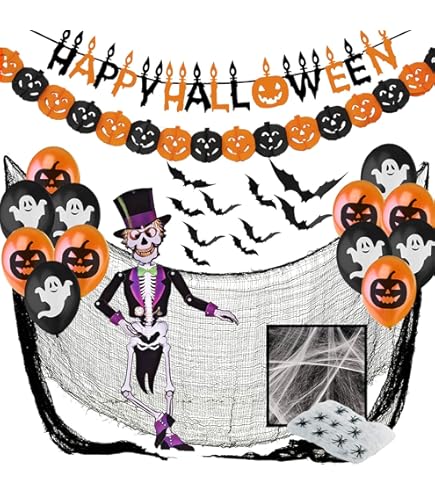 Proumhang Halloween Tapestry, Horror Theme Skull Ghost Pumpkin Lantern