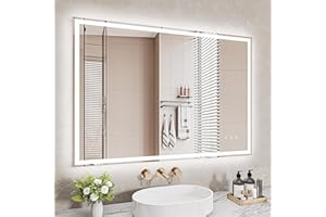 ‎DRIPEX Badezimmerspiegel Led Badspiegel, Speicherfunktion, Touch-Schalter, Druckknopf, Dimmbar, 3 Lichtfarbe Einstellbare Spiegel Bad mit Beleuchtung, Badspiegel mit Wandspiegel, Beschlagfrei 70x100 cm