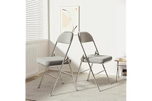 Chleby Chaise Pliante Confortable 2Pcs Chaises Pliantes en Cuir de Cuisine avec Coussin épais Les chaises de Salle à Manger Pliantes conviennent à la Cuisine, l'intérieur, l'extérieur, Gris