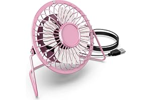 N NEWTOP Mini Ventilatore da Tavolo USB Portatile Pale Metallo Fan Piccolo Regolabile Velocità Continua Cavo Compatibile per Computer Notebook PC Casa Ufficio Scrivania Viaggi Campeggio (Rosa)