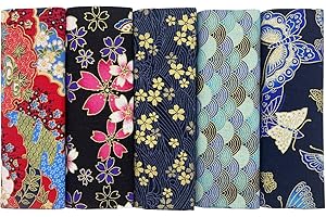 aufodara 5 Pezzi 40 x 80 cm Tessuti Tessuto Cotone Stoffa Stile Giapponese Tessuto Abbronzante Patchwork Cucito Creativo Stoffe a Metro Materiali per Hobby Creativi Quilting Tessuto (Navyblue)