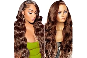 BELUCK Peluca Mujer Pelo Natural Humano Light Brown 13x4 HD Lace Front Human Hair Wig Pegamento Peluca Afro Body Wave Wig Peluca Negra Natural Brasileña #4 Color 20 Pulgadas