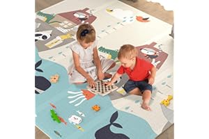 DICAO Baby Play Mat Foldable, Double-Sided Crawling Mat Waterproof Portable Floor Mat, Anti-Slip Reversible Large Activity Play Mat for Children, Toddlers & Babies | 78" x70"x0.4"