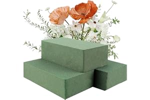 Gjinxi Lot de 3 Blocs de Mousse Florale Sèche pour Arrangements Floraux Fournitures en Mousse Verte Humide Et Sèche pour Fleurs Fraîches Et Artificielles Décoration De Plantes Maison(14 × 8 × 4.5 cm)