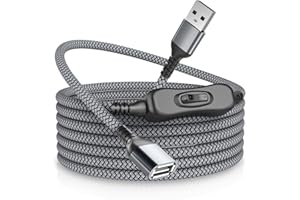 RUXELY Przedłużacz USB z przełącznikiem 3 m, wtyczka typu A na gniazdo, przedłużacz z włącznikiem/wyłącznikiem, obsługa danych i zasilania, kabel przedłużający USB ON/OFF z przełącznikiem do lampy LED,