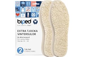 biped 2 par lammullssulor - Extra tjocka sulor tillverkade av äkta lammull - Värmande sulor för män och kvinnor z1015(43)