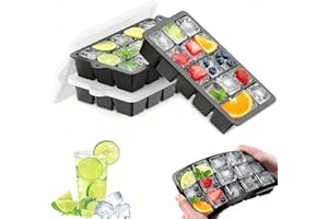 Zikenis Eiswürfelform Silikon, 3 Stück 45 Fach Ice Cube Tray, Eiswürfelformen mit Deckel, Stapelbar Eiswürfelbehälter, BPA-Frei, Geeignet für Cocktails, Whiskey, Kaffee, Wein, Smoothies, Eistee