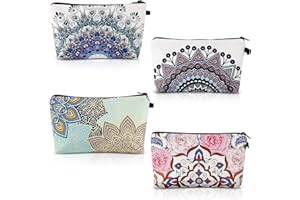 Borsa per il Trucco Piccola, Comius Sharp 4 Pezzi Mandala Flowers Patterns Borse per Cosmetici, Borsa da Toilette da Viaggio Impermeabile Borsa Multifunzione per Ragazze