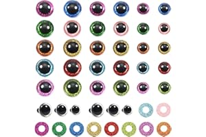 TOAOB THE ONE AND ONLY BABY TOAOB 60pcs Yeux de Sécurité Ronds en Plastique de Poupée en Paillettes Nontissés 10 Couleurs 10mm 12mm 14mm avec Rondelles pour Marionnettes Animaux en Peluche
