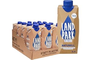 ‎LANDPARK Landpark Bio-Mineralwasser Naturell | natürliches Mineralwasser aus der Bio-Quelle | natriumarm & ohne Kohlensäure | praktisch für unterwegs | stilles Wasser | 12 x 0,5 L im Tetra Pak | pfandfrei