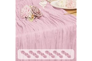 6-pack rosa ostduk bordslöpare, 45 x 275 cm ljusrosa boho rustik gasväv ostduk bordslöpare romantisk ren tyg ostduk bordslöpa