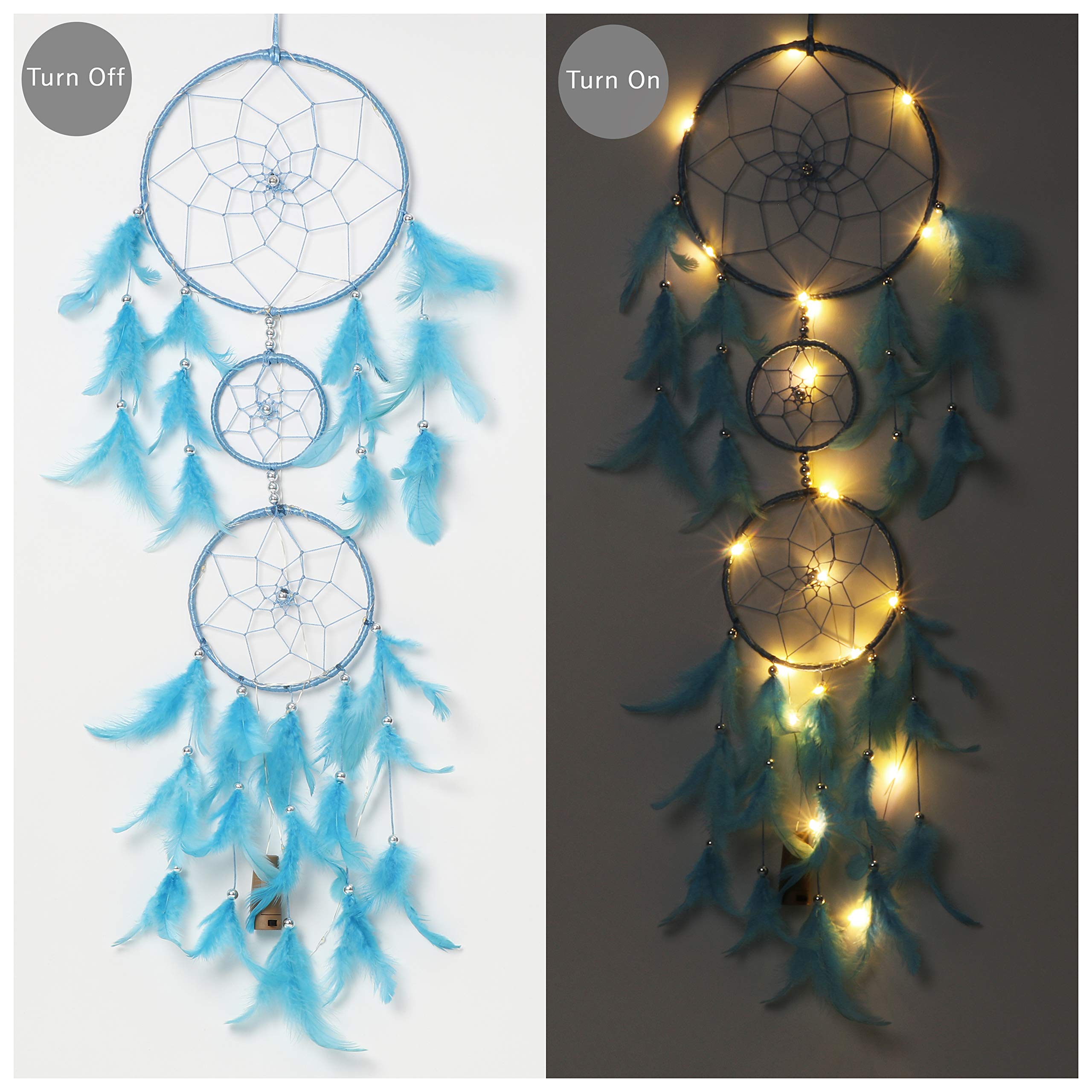 ILU® Dream Catcher with Lights, Wall Hangings, Crafts, Home Décor, Handmade for Bedroom, Balcony, Garden, Party, Café, Decora