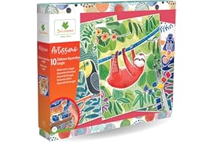 Sycomore Sycomore-CREA006 Animaux de la Jungle Artissimo-10 Tableaux aquarelles Loisirs Créatifs Enfant-Dès 7 ans-Sycomore-CREA006, CREA006, Plusieurs Couleurs