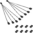 MEIRIYFA 5V 3 Pin ARGB Splitter Cable, 1 Female to 4 Male Ports 3 Pin Addressable RGB Splitter Extension Connector for ARGB LED Strips, ARGB Fans with Protective Cap - 2Pack