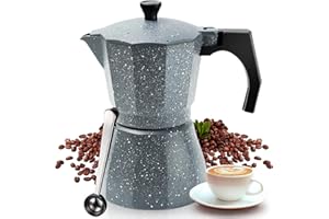 VINEKRAFT Moka Pot, 6 Cup/300ml Italian Coffee Maker, Aluminium Stovetop Coffee Maker Espresso Maker with a Coffee Clip Spoon