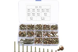MYHONGLE 530 Pcs M4 Bolts and Nuts Set, Cross Pan Head Screws Nuts and Bolts Set, Round Head Phillips, Assorted Machine Screws Bolts with Assortment for Home Office Industrial